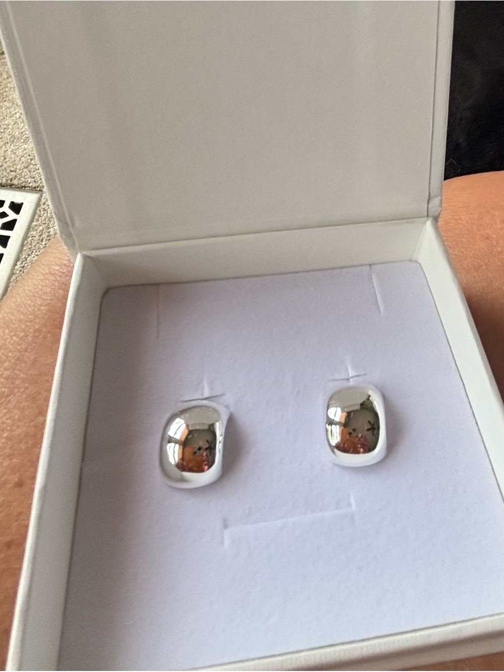 Heaven Mayhem Polished Silver Dome Stud Earrings